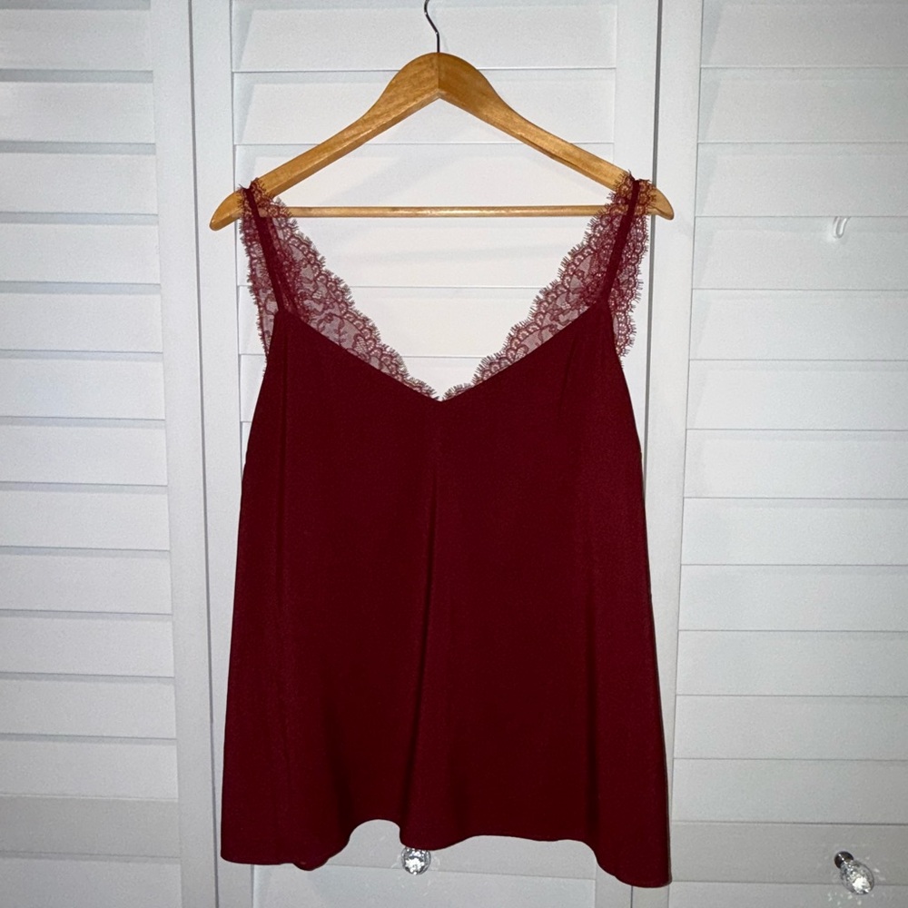 Express Burgundy Lace Trim Top